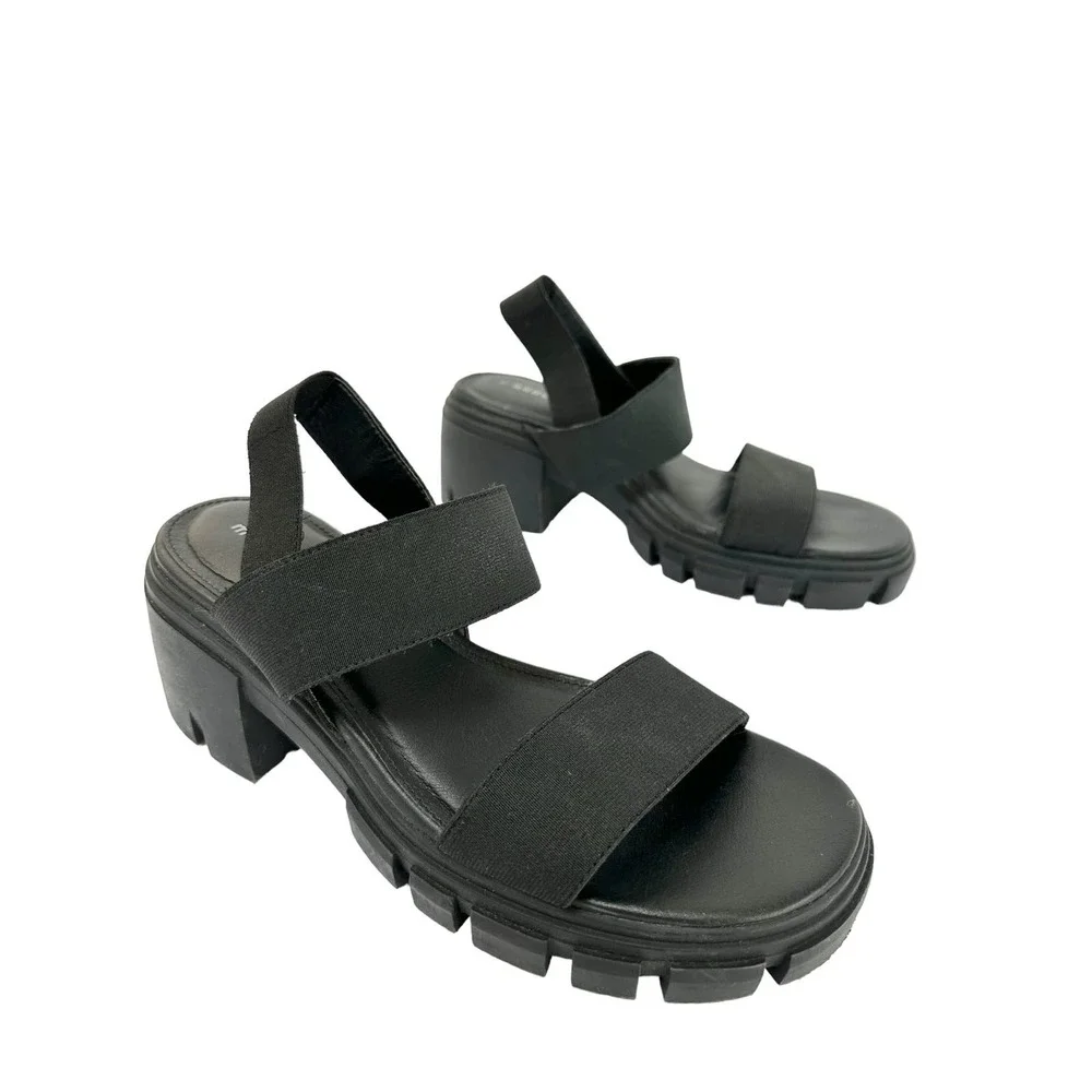 MADDEN GIRL Women's Black Chunky Lug-Sole Y2K Platform Sandals Shoes Size 8.5 - Picture 2 of 6